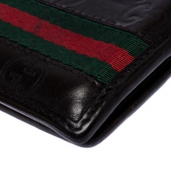 Gucci Dark Brown Guccissima Leather Web Bifold Wallet