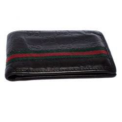 Gucci Dark Brown Guccissima Leather Web Bifold Wallet