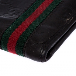 Gucci Dark Brown Guccissima Leather Web Bifold Wallet