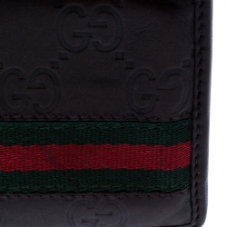 Gucci Dark Brown Guccissima Leather Web Bifold Wallet