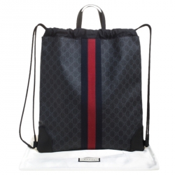 Gucci Charcoal Soft GG Supreme Canvas Drawstring Backpack