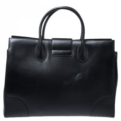 Gucci Black Leather Carry On Buckle Weekender Bag
