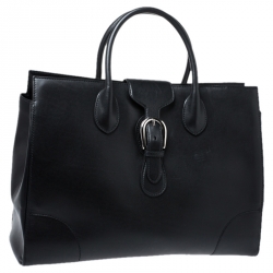 Gucci Black Leather Carry On Buckle Weekender Bag