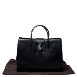 Gucci Black Leather Carry On Buckle Weekender Bag
