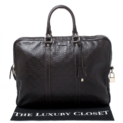 Pre Owned Gucci Dark Brown Guccissima Leather Laptop Bag