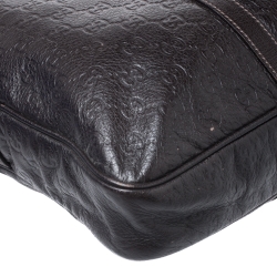 Pre Owned Gucci Dark Brown Guccissima Leather Laptop Bag