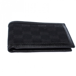Gucci Black GG Canvas and Leather Bifold Wallet