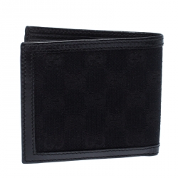 Gucci Black GG Canvas and Leather Bifold Wallet