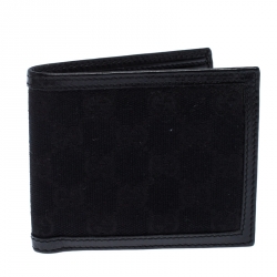 Gucci Black GG Canvas and Leather Bifold Wallet