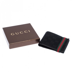 Gucci Black Canvas Web Elastic Money Clip Wallet
