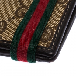 Gucci Beige GG Canvas Web Bifold Wallet