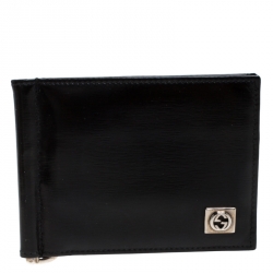 Gucci Black Patent Leather Money Clip Wallet