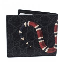 Gucci Grey GG Supreme Canvas Kingsnake Print Bifold Wallet