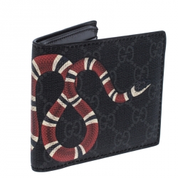 Gucci Grey GG Supreme Canvas Kingsnake Print Bifold Wallet