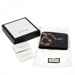 Gucci Grey GG Supreme Canvas Kingsnake Print Bifold Wallet