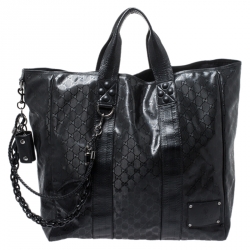 Gucci Black GG Imprime Canvas Oversized Tote