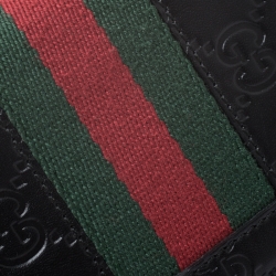 Pre Owned Gucci Black Guccissima Web Long Wallet