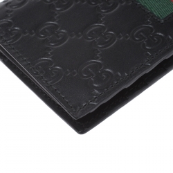 Pre Owned Gucci Black Guccissima Web Long Wallet