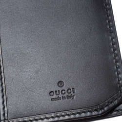 Pre Owned Gucci Black Guccissima Web Long Wallet