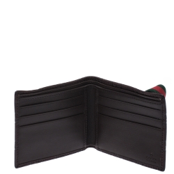 Gucci Dark Brown Guccissima Leather Web Bifold Wallet