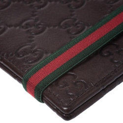 Gucci Dark Brown Guccissima Leather Web Bifold Wallet