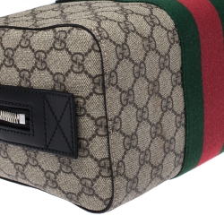 Gucci Beige/Balck GG Supreme Canvas and Leather Web Toiletry Pouch