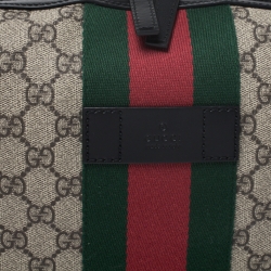 Gucci Beige/Balck GG Supreme Canvas and Leather Web Toiletry Pouch