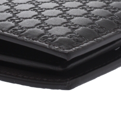 Gucci Dark Brown Micro Guccissima Leather Bifold Wallet