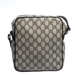 Gucci Black/Navy Blue GG Supreme Canvas Messenger Bag