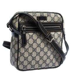 Gucci Black/Navy Blue GG Supreme Canvas Messenger Bag