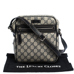 Gucci Black/Navy Blue GG Supreme Canvas Messenger Bag