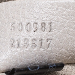 Gucci White Leather Logo Print Zip Pouch