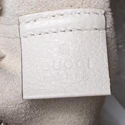 Gucci White Leather Logo Print Zip Pouch