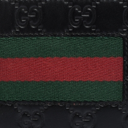 Gucci Black Guccissima Leather Web Bifold Wallet