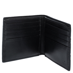 Gucci Black Guccissima Leather Web Bifold Wallet