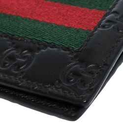 Gucci Black Guccissima Leather Web Bifold Wallet
