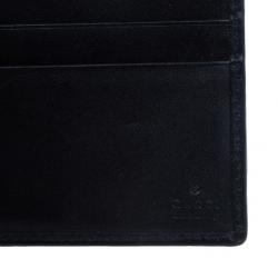 Gucci Black Leather Guccissima Web Bi-Fold Wallet