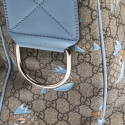 Gucci Beige/Blue GG Supreme Canvas and Leather Zoo Birds Messenger Bag