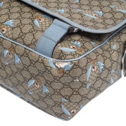 Gucci Beige/Blue GG Supreme Canvas and Leather Zoo Birds Messenger Bag