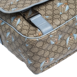 Gucci Beige/Blue GG Supreme Canvas and Leather Zoo Birds Messenger Bag