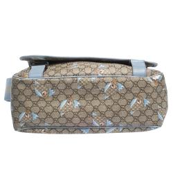 Gucci Beige/Blue GG Supreme Canvas and Leather Zoo Birds Messenger Bag