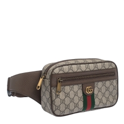 Gucci Beige/Brown GG Canvas and Leather Ophidia Belt Bag