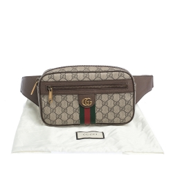 Gucci Beige/Brown GG Canvas and Leather Ophidia Belt Bag