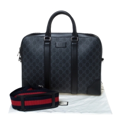 Gucci Black/Grey GG Supreme Canvas and Leather Briefcase