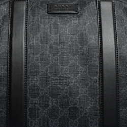 Gucci Black GG Supreme Canvas and Leather Carry On Duffle Bag