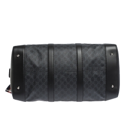 Gucci Black GG Supreme Canvas and Leather Carry On Duffle Bag