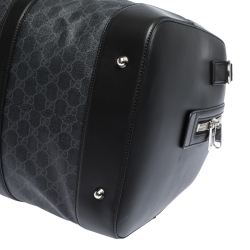 Gucci Black GG Supreme Canvas and Leather Carry On Duffle Bag