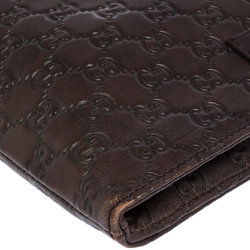 Pre Owned حافظة ملفات غوتشي جلد غوتشيسيما بنية داكنة