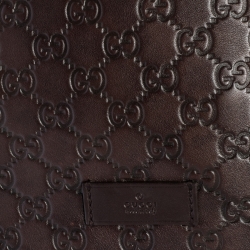 Pre Owned حافظة ملفات غوتشي جلد غوتشيسيما بنية داكنة