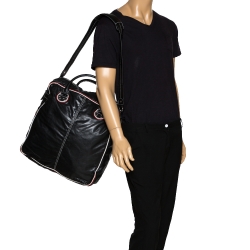Gucci Black Leather Vintage Weekender Bag